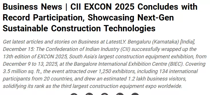 Snapshot of the EXCON 2025 article published by LatestLY